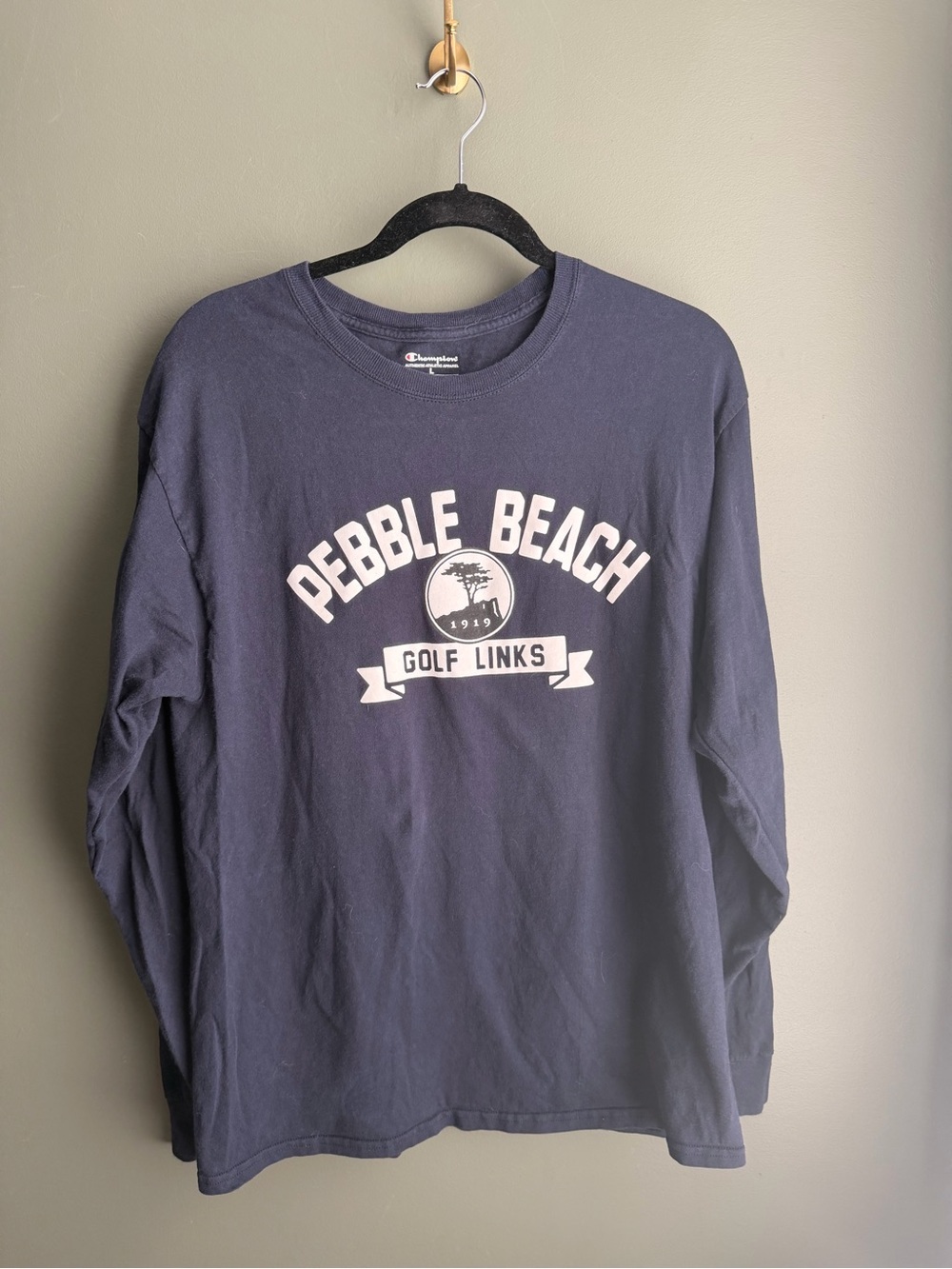 Pebble Beach Golf Navy Crewneck Tee with Signature Logo
